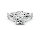 White gold Radiant Cut Diamond with Moissanite side stone Halo Twist Band Solitaire Prong Setting Ring_12