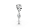 White gold Radiant Cut Diamond with Moissanite side stone Halo Twist Band Solitaire Prong Setting Ring_14