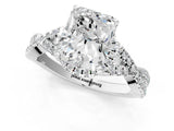 White gold Radiant Cut Diamond with Moissanite side stone Halo Twist Band Solitaire Prong Setting Ring_25
