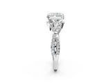 White gold Radiant Cut Diamond with Moissanite side stone Halo Twist Band Solitaire Prong Setting Ring_26