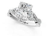 White gold Radiant Cut Diamond with Moissanite side stone Halo Twist Band Solitaire Prong Setting Ring_31