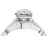 White gold Radiant Cut Diamond with Moissanite side stone Halo Twist Band Solitaire Prong Setting Ring_34