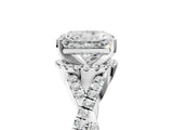 White gold Radiant Cut Diamond with Moissanite side stone Halo Twist Band Solitaire Prong Setting Ring_35