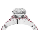 White gold Radiant Cut Diamond with Morganite side stone Halo Twist Band Solitaire Prong Setting Ring_16