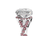 White gold Radiant Cut Diamond with Morganite side stone Halo Twist Band Solitaire Prong Setting Ring_17