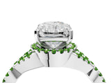 White gold Radiant Cut Diamond with Peridot side stone Halo Twist Band Solitaire Prong Setting Ring_16