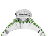 White gold Radiant Cut Diamond with Peridot side stone Halo Twist Band Solitaire Prong Setting Ring_28