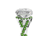White gold Radiant Cut Diamond with Peridot side stone Halo Twist Band Solitaire Prong Setting Ring_29