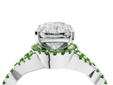 White gold Radiant Cut Diamond with Peridot side stone Halo Twist Band Solitaire Prong Setting Ring_34