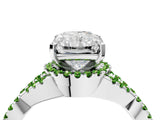 White gold Radiant Cut Diamond with Peridot side stone Halo Twist Band Solitaire Prong Setting Ring_46