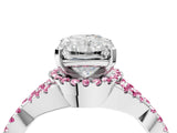 White gold Radiant Cut Diamond with Pink Sapphire side stone Halo Twist Band Solitaire Prong Setting Ring_28