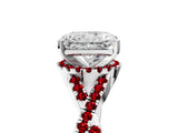 White gold Radiant Cut Diamond with Ruby side stone Halo Twist Band Solitaire Prong Setting Ring_17