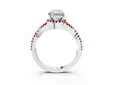 White gold Radiant Cut Diamond with Ruby side stone Halo Twist Band Solitaire Prong Setting Ring_27