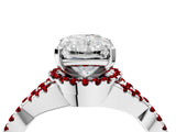 White gold Radiant Cut Diamond with Ruby side stone Halo Twist Band Solitaire Prong Setting Ring_28
