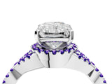 White gold Radiant Cut Diamond with Tanzanite side stone Halo Twist Band Solitaire Prong Setting Ring_16