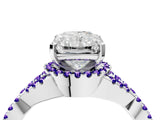 White gold Radiant Cut Diamond with Tanzanite side stone Halo Twist Band Solitaire Prong Setting Ring_28