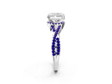 White gold Radiant Cut Diamond with Tanzanite side stone Halo Twist Band Solitaire Prong Setting Ring_38