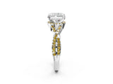 White gold Radiant Cut Diamond with Yellow Sapphire side stone Halo Twist Band Solitaire Prong Setting Ring_27
