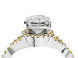 White gold Radiant Cut Diamond with Yellow Sapphire side stone Halo Twist Band Solitaire Prong Setting Ring_29