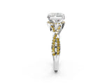 White gold Radiant Cut Diamond with Yellow Sapphire side stone Halo Twist Band Solitaire Prong Setting Ring_33