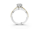 White gold Radiant Cut Diamond with Yellow Sapphire side stone Halo Twist Band Solitaire Prong Setting Ring_34