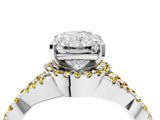 White gold Radiant Cut Diamond with Yellow Sapphire side stone Halo Twist Band Solitaire Prong Setting Ring_35