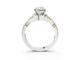 White gold Radiant Cut Diamond with Yellow Sapphire side stone Halo Twist Band Solitaire Prong Setting Ring_46