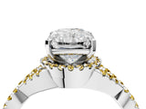 White gold Radiant Cut Diamond with Yellow Sapphire side stone Halo Twist Band Solitaire Prong Setting Ring_47