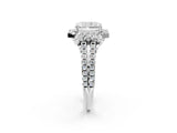 White gold Radiant Cut Double Halo Diamond Engagement Ring with Pave Band and Four-Prong Setting_44