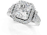 White gold Radiant Cut Double Halo Diamond Engagement Ring with Pave Band and Four-Prong Setting_44