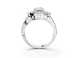 White gold Radiant Cut Double Halo Diamond Engagement Ring with Pave Band and Four-Prong Setting_45
