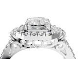 White gold Radiant Cut Double Halo Diamond Engagement Ring with Pave Band and Four-Prong Setting_46