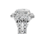 White gold Radiant Cut Double Halo Diamond Engagement Ring with Pave Band and Four-Prong Setting_47