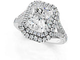 White gold Radiant Cut Double Halo Split Shank Diamond Ring with Prong Setting_50