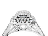 White gold Radiant Cut Double Halo Split Shank Diamond Ring with Prong Setting_53