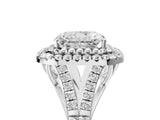 White gold Radiant Cut Double Halo Split Shank Diamond Ring with Prong Setting_54