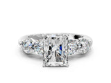White gold Radiant Cut Five-Stone Prong Set Diamond Ring with Classic Band_68