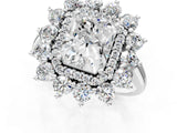 White gold Radiant Cut Halo Cluster Diamond Ring with Pave Band and Four-Prong Setting_20