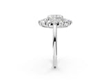 White gold Radiant Cut Halo Cluster Diamond Ring with Pave Band and Four-Prong Setting_21