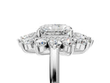 White gold Radiant Cut Halo Cluster Diamond Ring with Pave Band and Four-Prong Setting_24