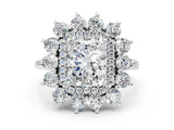 White gold Radiant Cut Halo Cluster Diamond Ring with Pave Band and Four-Prong Setting_7