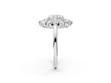 White gold Radiant Cut Halo Cluster Diamond Ring with Pave Band and Four-Prong Setting_9