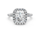 White gold Radiant Cut Halo Diamond Engagement Ring with Pave Band and Four-Prong Setting_21