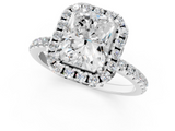 White gold Radiant Cut Halo Diamond Engagement Ring with Pave Band and Four-Prong Setting_22