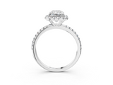 White gold Radiant Cut Halo Diamond Engagement Ring with Pave Band and Four-Prong Setting_24