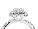 White gold Radiant Cut Halo Diamond Engagement Ring with Pave Band and Four-Prong Setting_25