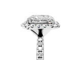 White gold Radiant Cut Halo Diamond Engagement Ring with Pave Band and Four-Prong Setting_26