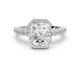 White gold Radiant Cut Halo Diamond Engagement Ring with Pave Band and Four-Prong Setting_57
