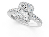White gold Radiant Cut Halo Diamond Engagement Ring with Pave Band and Four-Prong Setting_58