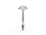 White gold Radiant Cut Halo Diamond Engagement Ring with Pave Band and Four-Prong Setting_59